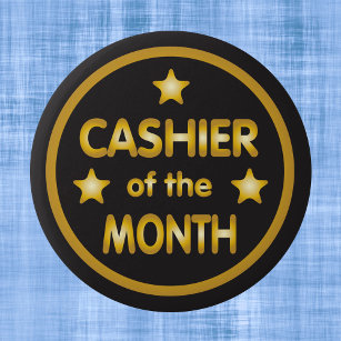 Cashier of the Month Gold 6 Cm Round Badge