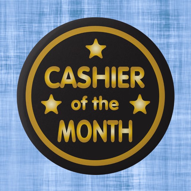 Cashier of the Month Gold 6 Cm Round Badge (Creator Uploaded)
