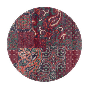 Cashmere Paisley Silk: Abstract Vintage Patchwork Cutting Board