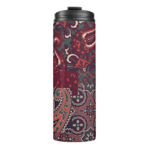 Cashmere Paisley Silk: Abstract Vintage Patchwork Thermal Tumbler