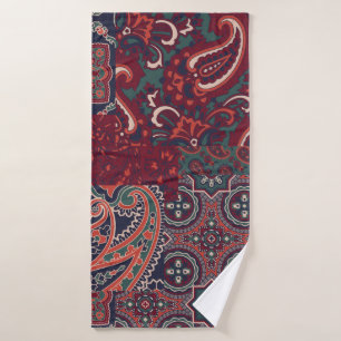 cashmere paisley silk fabric patchwork abstract vi bath towel