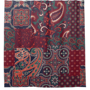 cashmere paisley silk fabric patchwork abstract vi shower curtain