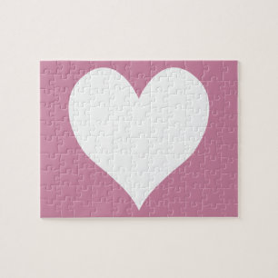 Cashmere Rose and White Cute Heart Jigsaw Puzzle