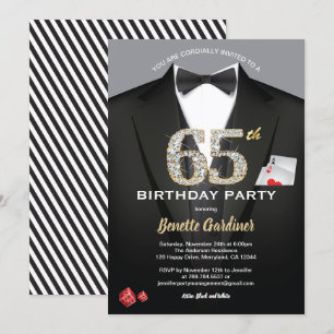 Casino 65th birthday invitation. Black and gold Invitation