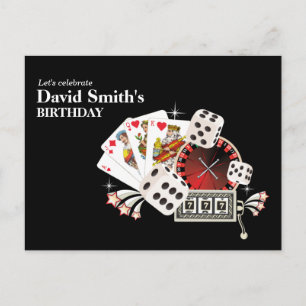 casino adult game birthday Postcard invitation