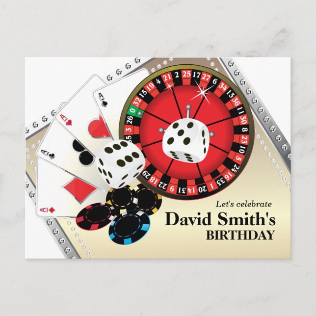 casino adult game birthday Postcard invitation (Front)