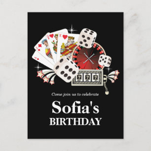casino adult game birthday Postcard invitation