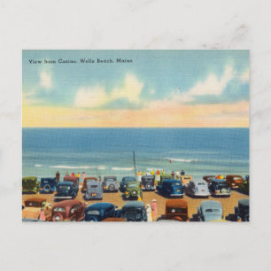 Casino and Cars, Wells Beach, Maine Postcard