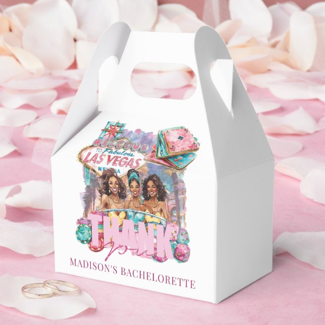 Casino Bachelorette Luxury Pink Afro Girls Favour Box (Wedding)