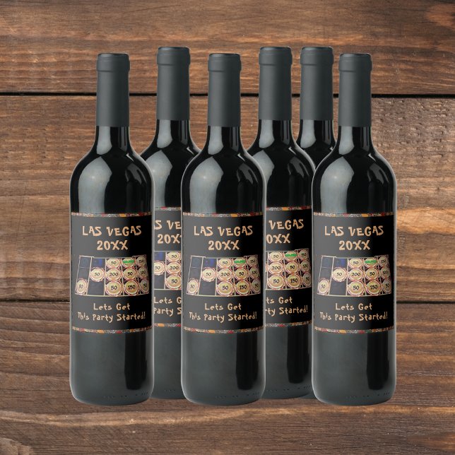Casino Bachelorette Party | Las Vegas Slot Machine Wine Label (6 Wine Bottle Labels - In-Situ)