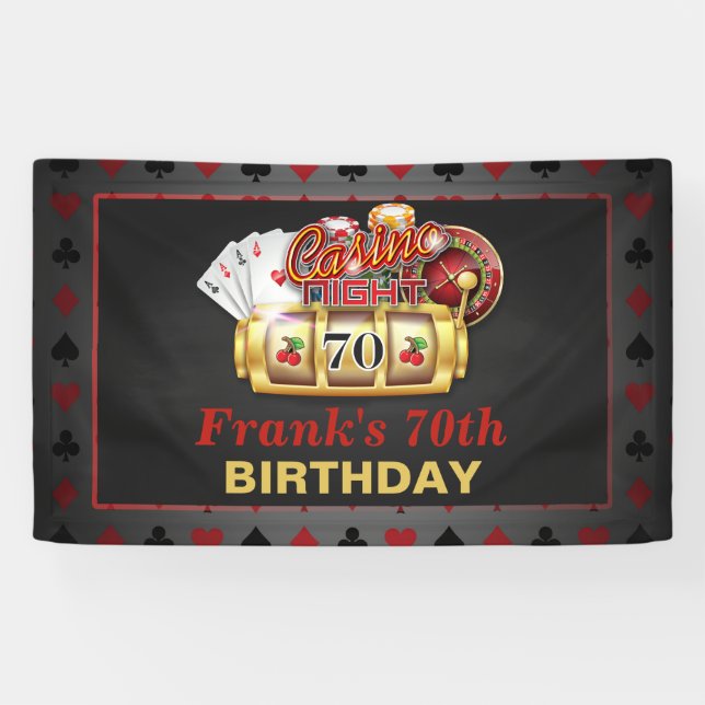 Casino Birthday Banner - 70th Birthday (Horizontal)
