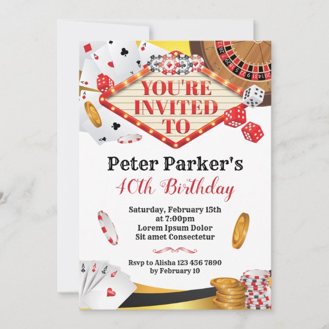 Casino Birthday Invitation (Front)