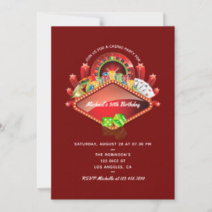 Casino Birthday Party Magnetic Invitation