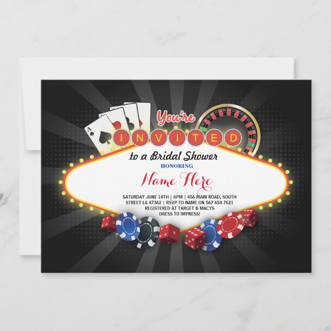 Casino Bridal Shower Night Las Vegas Party Invite (Front)