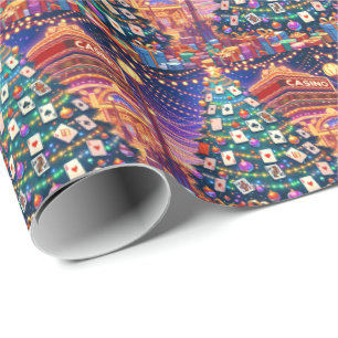 Casino Card Table Chips Christmas Tree With Cards Wrapping Paper