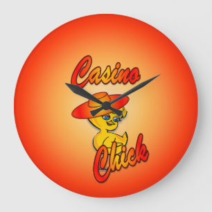 Casino Chick #5 Large Clock