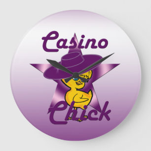 Casino Chick #9 Large Clock