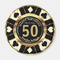 Casino Chip Las Vegas Birthday - Cream and Gold