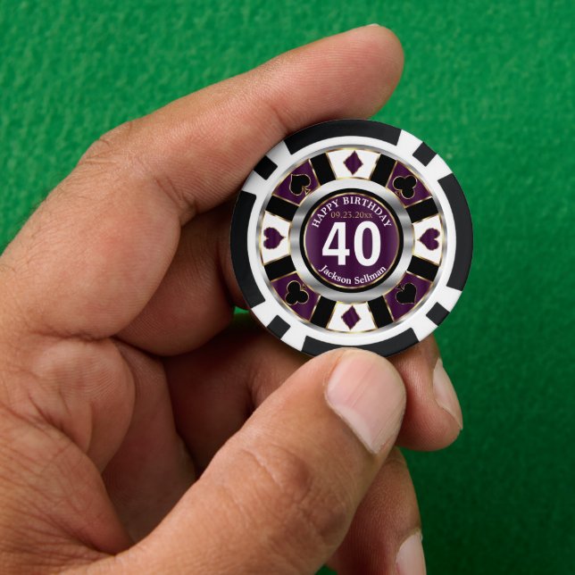 Casino Chip Las Vegas Birthday - Plum Purple (Hand)