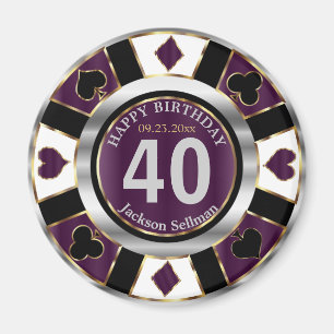 Casino Chip Las Vegas Birthday - Plum Purple Magnet