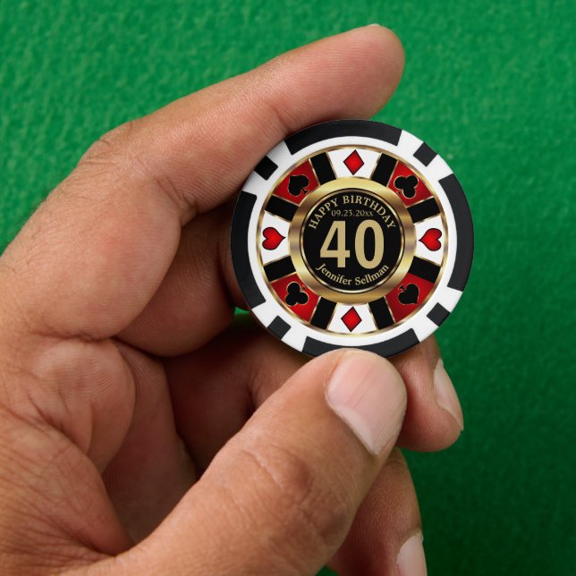 Casino Chip Las Vegas Birthday - Red (Hand)