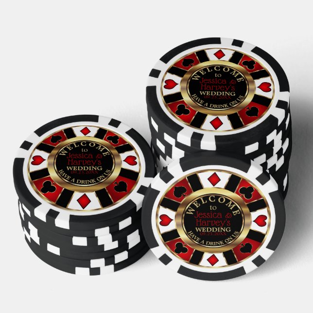 Casino Chip Wedding - Drink on Us - Red (Stack)