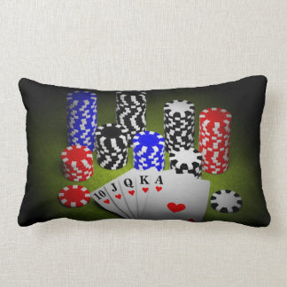 Casino chips and  playing cards lumbar cushion