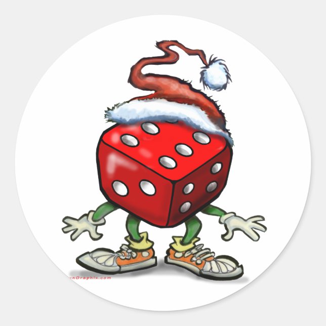 Casino Christmas Classic Round Sticker (Front)