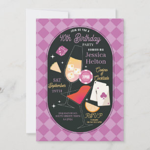 Casino Cocktails Las Vegas Birthday Cards Pink