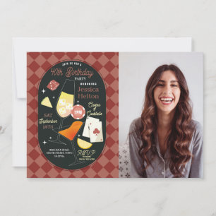 Casino Cocktails Las Vegas Birthday Dice Photo Invitation