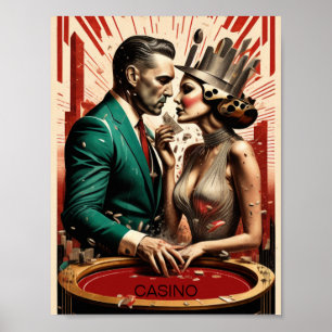 Casino couple Art Deco Poster
