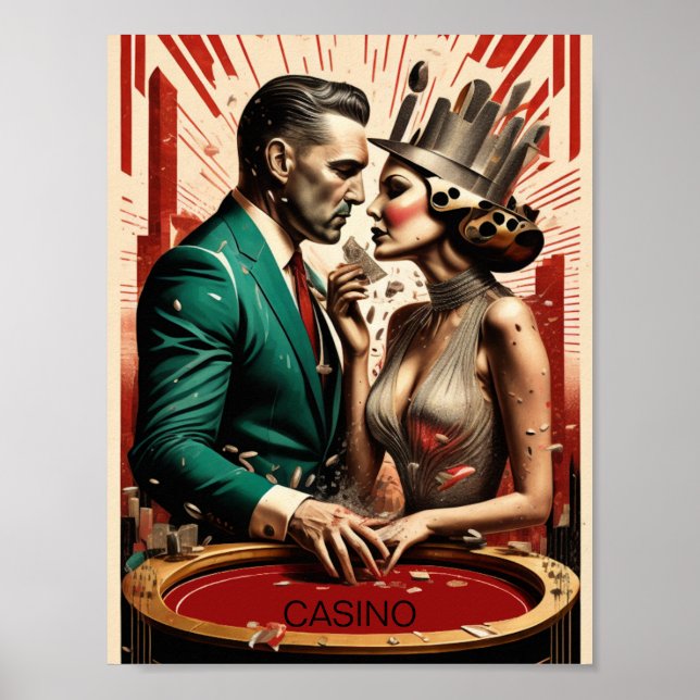 Casino couple Art Deco Poster (Front)