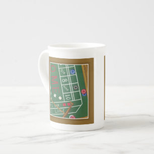 Casino Craps Table with Chips and Dice Bone China Mug