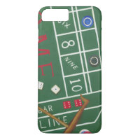 Casino Craps Table with Chips and Dice