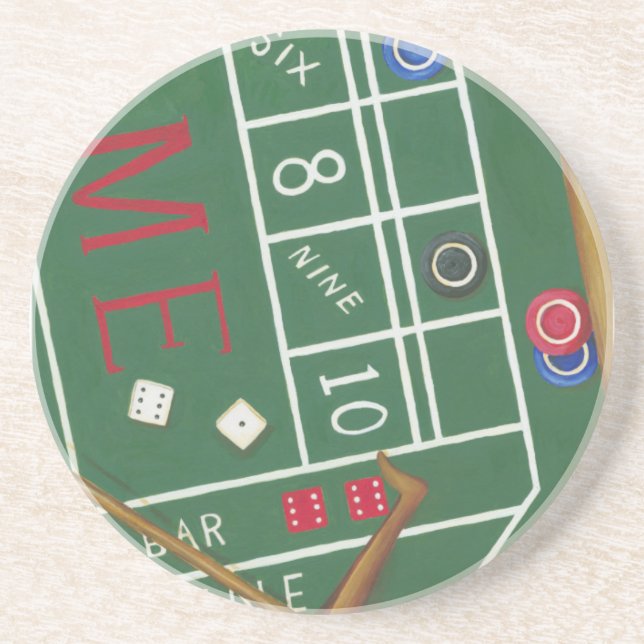 Casino Craps Table with Chips and Dice Coaster (Front)