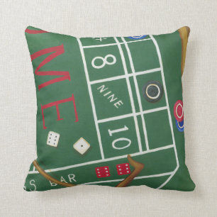 Casino Craps Table with Chips and Dice Cushion