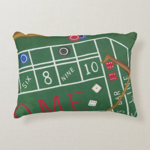 Casino Craps Table with Chips and Dice Decorative Cushion
