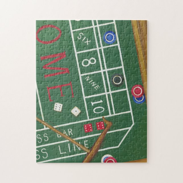 Casino Craps Table with Chips and Dice Jigsaw Puzzle (Vertical)