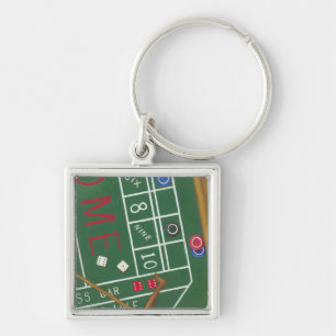 Casino Craps Table with Chips and Dice Key Ring