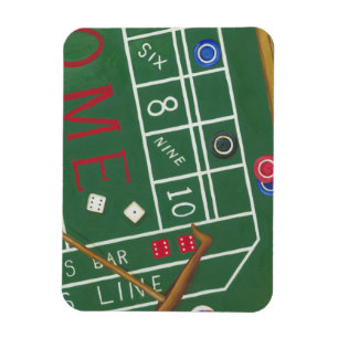 Casino Craps Table with Chips and Dice Magnet