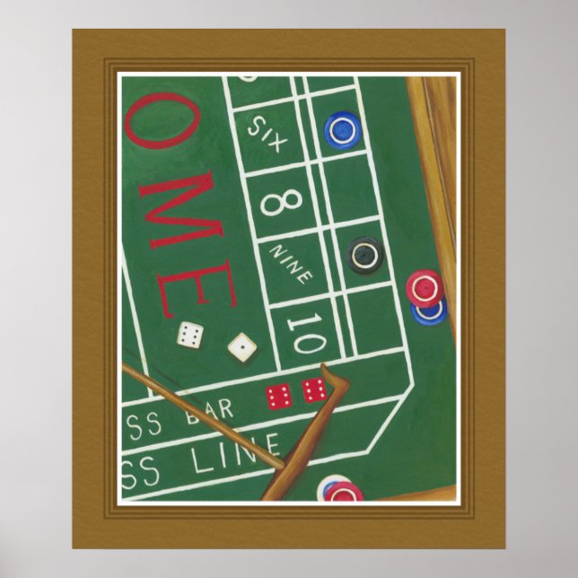 Casino Craps Table with Chips and Dice Poster (Front)