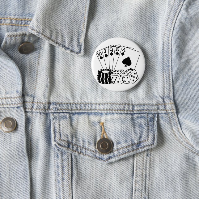 Casino Gambling Cards Dice Poker Chips Art  6 Cm Round Badge (In Situ)