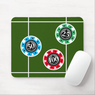 Casino gambling poker chips on roulette table mouse pad