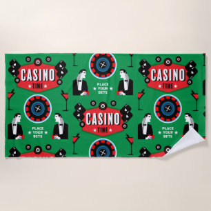 Casino Gambling Poker Roulette Beach Towel