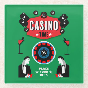 Casino Gambling Poker Roulette Glass Coaster