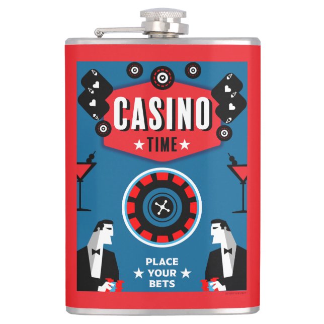 Casino Gambling Poker Roulette  Hip Flask (Front)