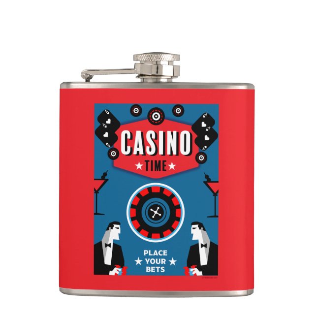 Casino Gambling Poker Roulette  Hip Flask (Front)