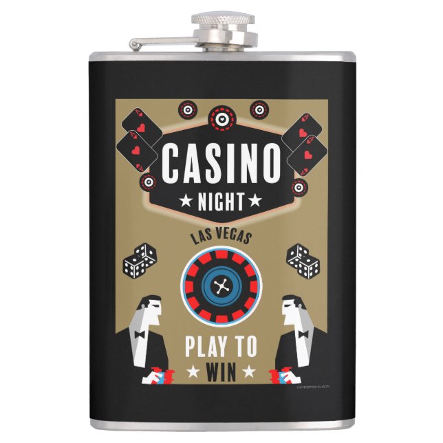 Casino Gambling Poker Roulette  Hip Flask (Front)