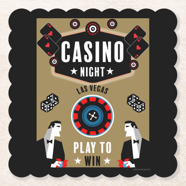 Casino Gambling Poker Roulette  Paper Coaster (Front)