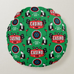 Casino Gambling Poker Roulette Round Cushion